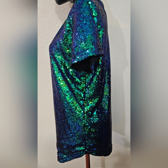 Spadehill Mermaid Green Sequined Top Size S - Picture 8 of 10